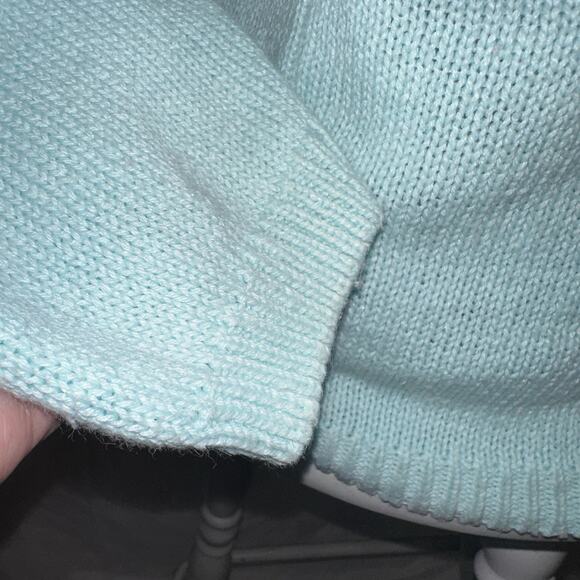 Vtg Club Sportif De Paris Pullover Sweater Size M Baby Blue V Neck Button Detail - Picture 7 of 11